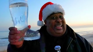 Chugging 5 Cans of Sprite Vanilla Frost On A Frosty Beach!