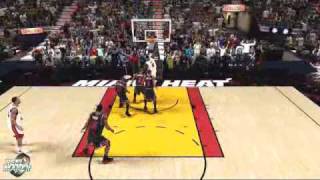 LeBron James does an insane 360 between the legs dunk NBA 2k11