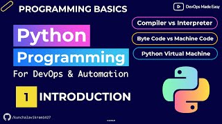 01 - Introduction to Python Programming | Compiler vs Interpreter, Bytecodes, Python Virtual Machine