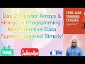 Day 2: Master Arrays & Strings in Programming | Non-Primitive Data Types Explained Simply!