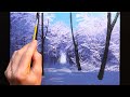 👍 Acrylic Landscape Painting - Forest Winter  Easy Art  Drawing Lessons  Satisfying Relaxing