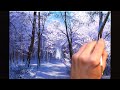 👍 Acrylic Landscape Painting - Forest Winter  Easy Art  Drawing Lessons  Satisfying Relaxing