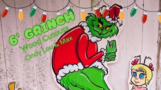 DIY Grinch Stealing Christmas Lights Wood Cutout Max & Cindy Lou Yard Art