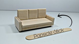 How To Make A Sofa Using Ice Cream Stick | Miniature Furniture DIY