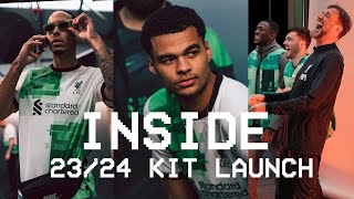 Inside Away Kit Launch: Fresh look as Liverpool stars model 23/24 shirt!