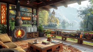 Smooth Jazz Instrumental Music 🍂 Spring Coffee Shop Ambience For Relax & Study