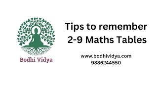 Tips to remember 2-9 Maths tables