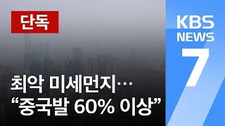 [단독] ‘최악’ 미세먼지 분석해 보니…“중국발 60% 이상” / KBS뉴스(News)