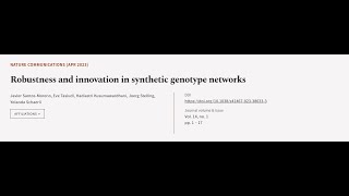 Robustness and innovation in synthetic genotype networks | RTCL.TV