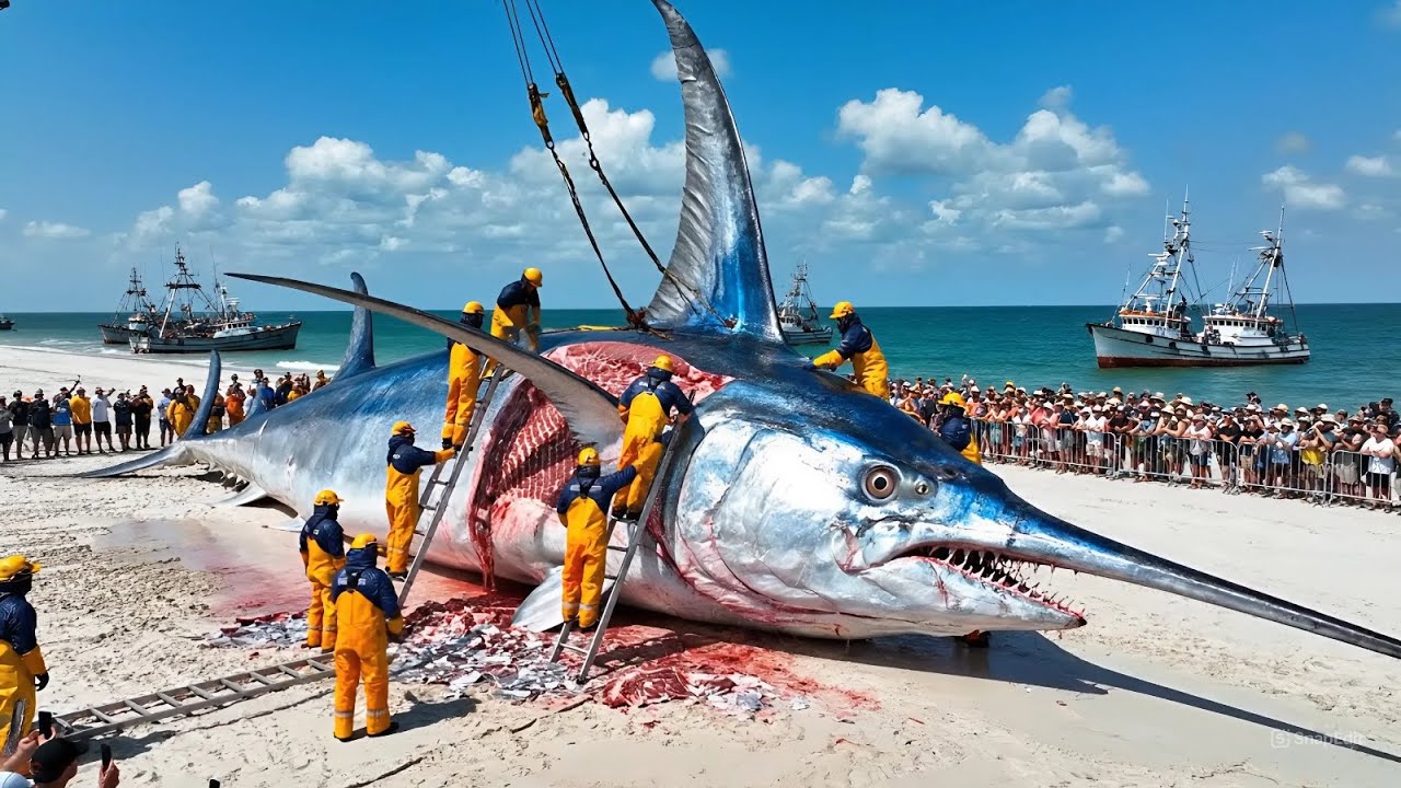 How Fishermen Catch 200 Giant Swordfish Deep Sea Longline Fishing