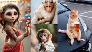 కాసేపు సరదాగా నవ్వుకోండి funny animals video cute dog monkey cat Kasepu Saradaga