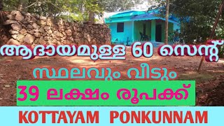 ആദായമുള്ള 60 സെന്റ് സ്ഥലവും വീടും  കുറഞ്ഞ വിലയിൽ പൊൻകുന്നത്തിന് സമീപം