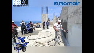 Euromair Compact-Pro 35 \u0026 Mixer Premium kit mixing and spraying Marmodom MW200 Monocouche