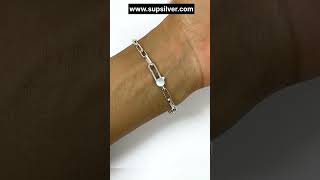 Sup Silver Long Open Box Chain Bracelet 925 Sterling Silver, Handmade Unisex Jewelry Gifts