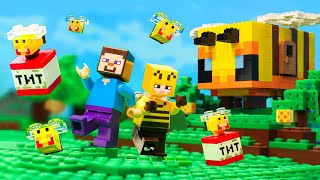 BEES FIGHT: Minecraft But Bees Are OP Warriors - Lego Minecraft Animation