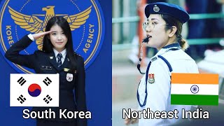 Northeast Indian Female Police Vs South Korean Female Police | Cute female police |