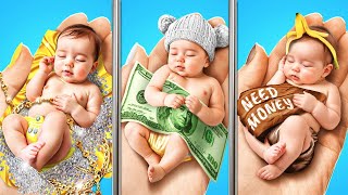 Poor vs Rich vs Giga Rich Pregnant in Jail 💸 BEST Parenting Hacks by 123 GO