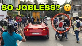 SEE WHAT THE OWNER DID🤐,CRAZY PUBLIC GATHERS FOR A FERRARI !