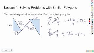 Math 10-3 Similarity of Shapes Lesson 3 - Solving Problems with Similar Polygons