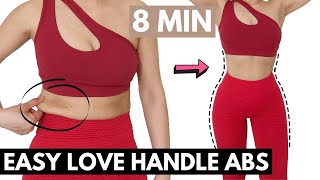 EASY standing workout to burn love handles abs, 8 min in 7 day challenge, low impact | Hana Milly