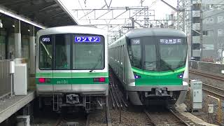 千代田線16000系16135f到着＋05系第63編成　綾瀬駅発車