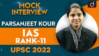 Parsanjeet Kour, IAS, Rank-11 | UPSC CSE 2022 | English Medium | Drishti IAS English