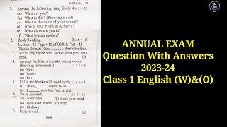 Annual exam question papers class 1 English oral and written 2023-24 shiksha vikash samiti Odisha