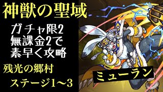 神獣の聖域 ミューラン ガチャ限2体＋無課金2体編成