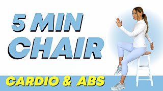5 Min Chair Workout -  9 Chair Exercises  | Seated Cardio and Seated Abs | Limited Mobility Workout