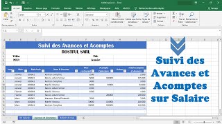 Automatiser le suivi des Avances et Acomptes consentis au personnels sur Excel