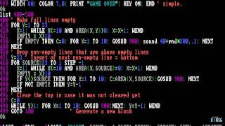 Writing a Tetris clone in GW-BASIC -- Tandy 1000 programming example