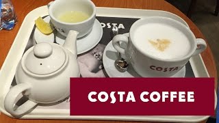 Costa Coffee Latte Tiramisu and spicy Ginger Tea