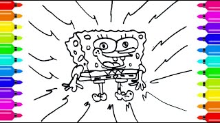 How to Draw and coloring Spongebob Squarepants - Step by Step Cartoon for kids