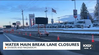 Water main break lane closures