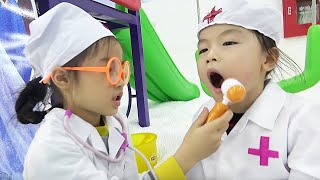 Kids doctor pretend play and healthcare for family at indoor playground Nursery rhymes song babies 2