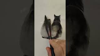 Draw a cat with a Chinese brush #painting  #感受国画的意境之美 #一起学画画 #原创作品 #水墨 #画猫   抖音