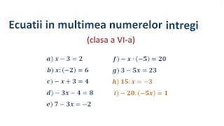 Ecuatii in Z, Partea 1 - Explicatii si exercitii rezolvate (Clasa a VI-a)