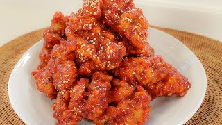 Korean Fried Chicken Recipe (Yangnyeom-tongdak 양념통닭) | Sweet and Spicy
