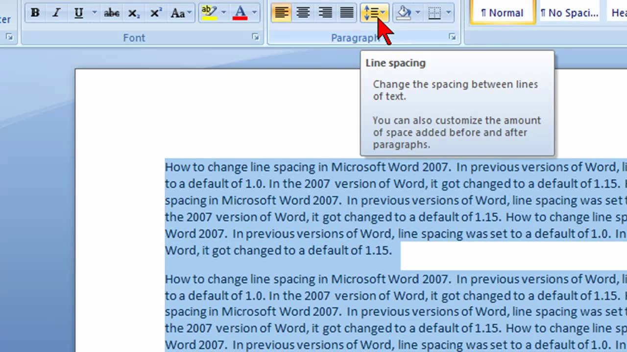 How To Change Line Spacing In Microsoft Word 2007 - YouTube