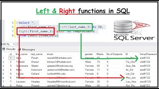 Left and Right Functions in SQL