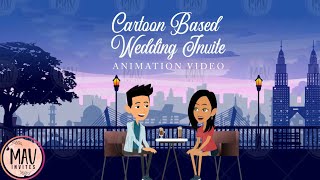 Love Story Wedding Invitation || Cartoon Wedding E Invitations