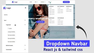 Responsive dropdown navbar with tailwind css and react js | React js and Tailwind css