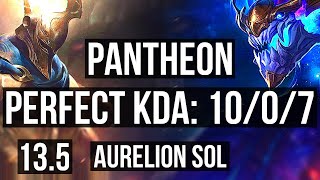 PANTHEON vs AURELION SOL (MID) | 10/0/7, 4.9M mastery, 1100+ games, Legendary | KR Diamond | 13.5
