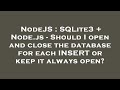 NodeJS : SQLite3 + Node.js - Should I open and close the database for each INSERT or keep it always