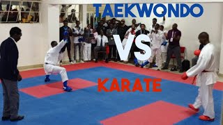 Karate (red) VS Taekwondo (blue) ~ Taekwondo fighter enters a Karate tournament