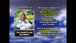 Cyril Henrietta King née Simmons ~ Long Obituary