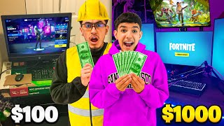 Who Can Build The Best $100 VS $1,000 Fortnite Gaming Setup! (Cheap vs Expensive)