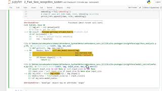 Attendance system project Value Error: None type has no attribute shape:
