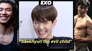 Athlete React to EXO members are done with Baekhyun