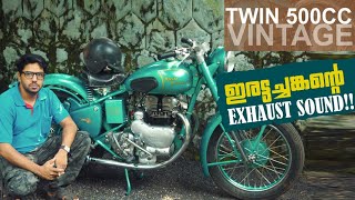 ROYAL ENFIELD VINTAGE TWIN CYLINDER ENGINE   EXHAUST SOUND   500CC